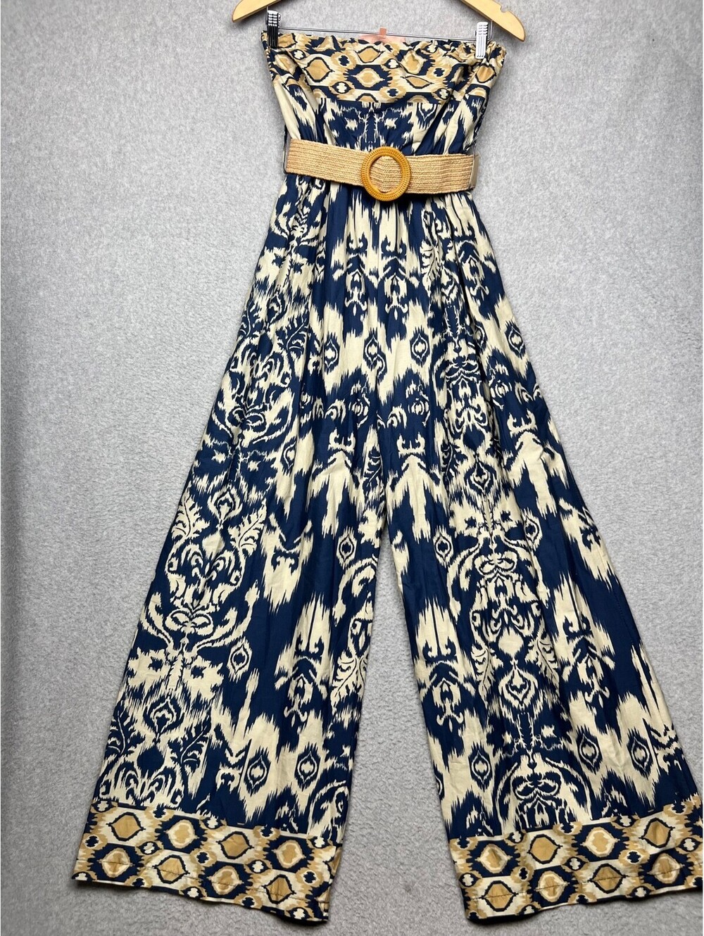 Scandal Women Strapless Wide Leg Jumpsuit M Boho Summer Beach Made in Italy *